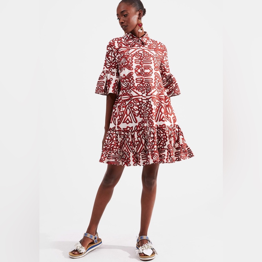 LA DOUBLEJ Parnaveg Choux Cotton Poplin Shirt Dress